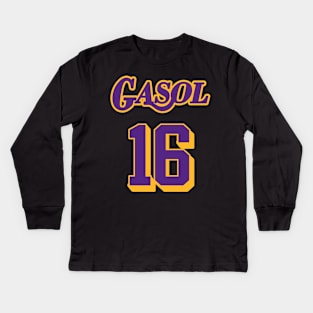 Pau Gasol Retired Jersey Tribute Kids Long Sleeve T-Shirt